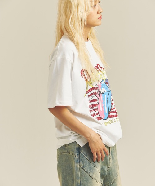 JACKROSE（ジャックローズ）の「B-TRS-Lips&Tongue　TOUR TEE（Tシャツ/カットソー・メンズ・ホワイト/チャコール・M/L）」の7枚目の写真