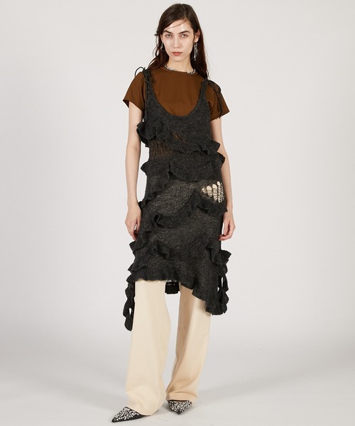 PRANK PROJECT（プランクプロジェクト）の「モヘアワンピ / Mohair One-Piece（ワンピース・レディース・アイボリー/チャコールグレー/レッド・FREE）」の3枚目の写真