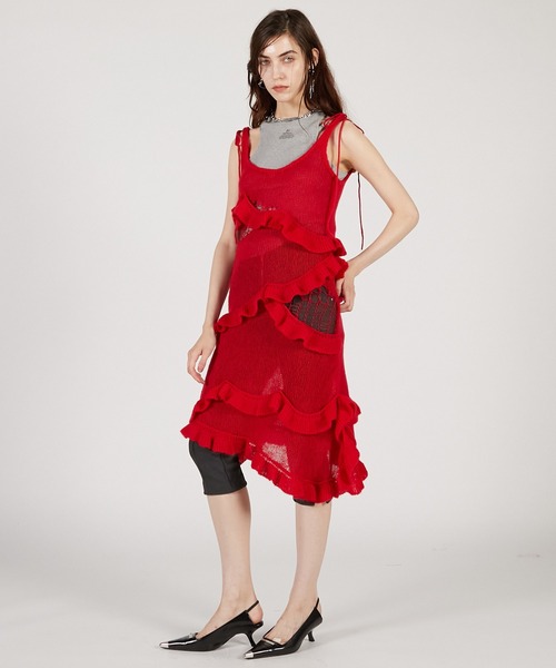 PRANK PROJECT（プランクプロジェクト）の「モヘアワンピ / Mohair One-Piece（ワンピース・レディース・アイボリー/チャコールグレー/レッド・FREE）」の10枚目の写真