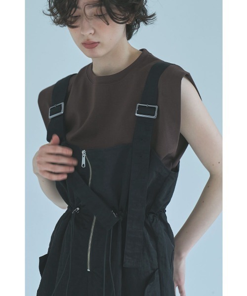 marjour（マージュール）の「NYLON ZIP SALOPETTE（サロペット/オーバーオール・レディース・ブラック/ベージュ・M）」の13枚目の写真