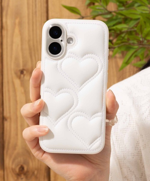 iPhoneケース カバー PUレザー ハートキルティング【iPhone 13/14/15