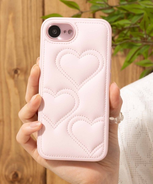 iPhoneケース カバー PUレザー ハートキルティング【iPhone 13/14/15