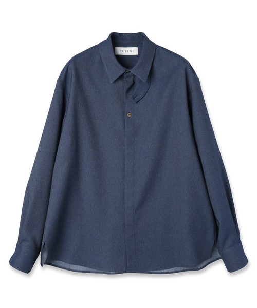 CULLNI(クルニ)の「Faux Denim Front Fly Chin Tab Shirt(シャツ/ブラウス・メンズ・ブラック/ブルー/ネイビー・0/1/2)」の3枚目の写真