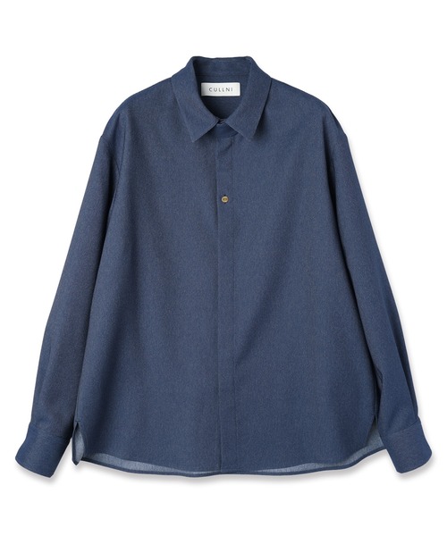 CULLNI(クルニ)の「Faux Denim Front Fly Chin Tab Shirt(シャツ/ブラウス・メンズ・ブラック/ブルー/ネイビー・0/1/2)」の8枚目の写真