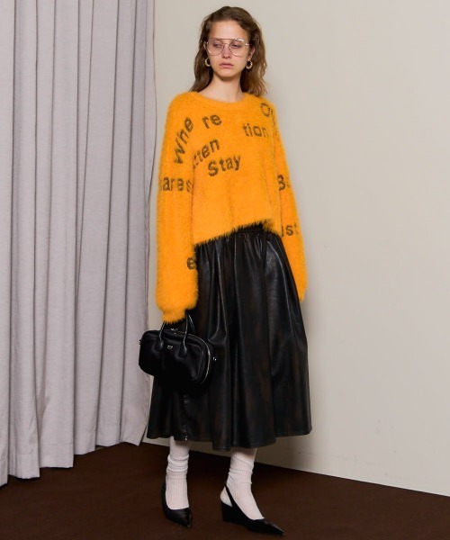 MAISON SPECIAL(メゾンスペシャル)の「Waist Frill Vegan Leather Mid-length Skirt/ウエストフリルヴィーガンレザーミモレスカート(スカート・レディース・ブラウン/ブラック・36/38)」の5枚目の写真