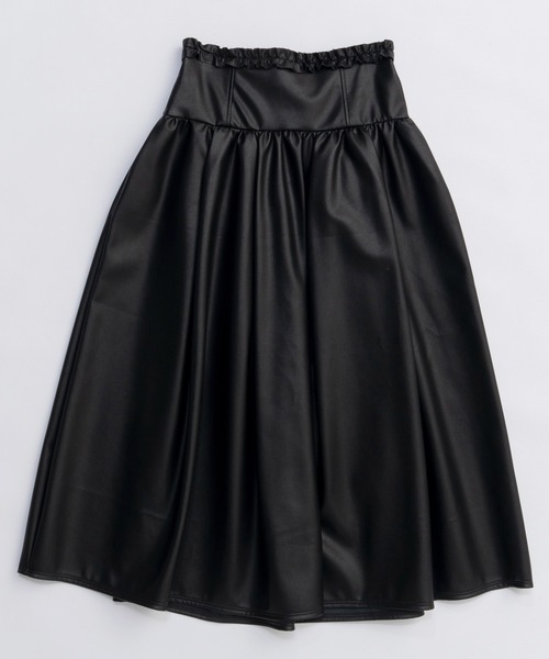 MAISON SPECIAL(メゾンスペシャル)の「Waist Frill Vegan Leather Mid-length Skirt/ウエストフリルヴィーガンレザーミモレスカート(スカート・レディース・ブラウン/ブラック・36/38)」の9枚目の写真
