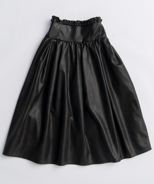 MAISON SPECIAL(メゾンスペシャル)の「Waist Frill Vegan Leather Mid-length Skirt/ウエストフリルヴィーガンレザーミモレスカート(スカート・レディース・ブラウン/ブラック・36/38)」の10枚目の写真