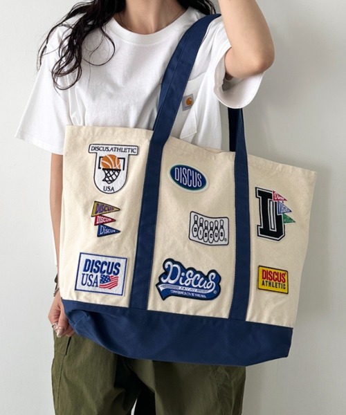 DISCUS/ディスカス ワッペン ビッグトート/キャンバス/ロゴ ワッペン