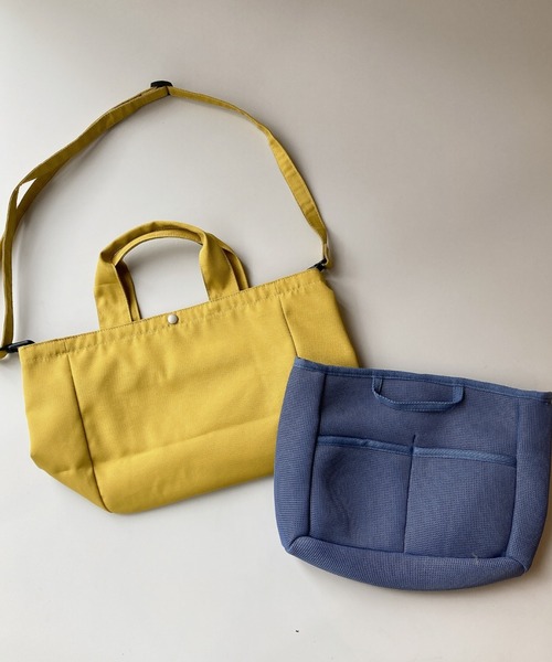 EARTH MADE(アースメイド)の「TOTE +INNER MESH 2WAY SHOULDER /取外し可/2SET(トートバッグ・レディース・グレー/ブラック/イエロー・FREE)」の4枚目の写真