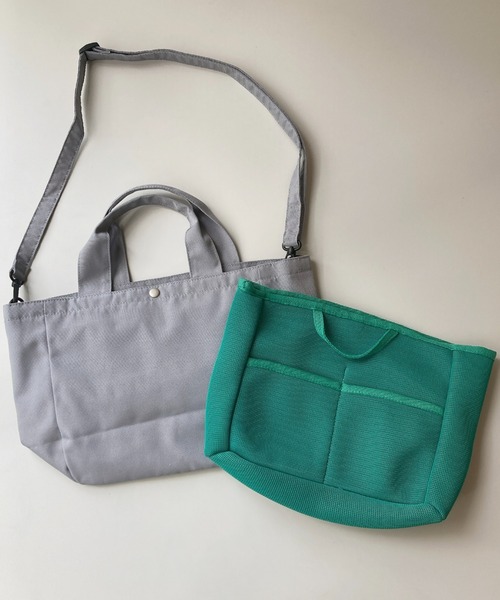 EARTH MADE(アースメイド)の「TOTE +INNER MESH 2WAY SHOULDER /取外し可/2SET(トートバッグ・レディース・グレー/ブラック/イエロー・FREE)」の6枚目の写真