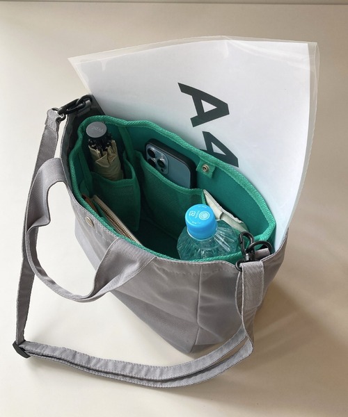 EARTH MADE(アースメイド)の「TOTE +INNER MESH 2WAY SHOULDER /取外し可/2SET(トートバッグ・レディース・グレー/ブラック/イエロー・FREE)」の8枚目の写真
