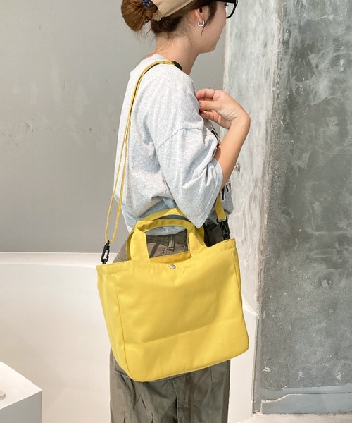 EARTH MADE(アースメイド)の「TOTE +INNER MESH 2WAY SHOULDER /取外し可/2SET(トートバッグ・レディース・グレー/ブラック/イエロー・FREE)」の9枚目の写真