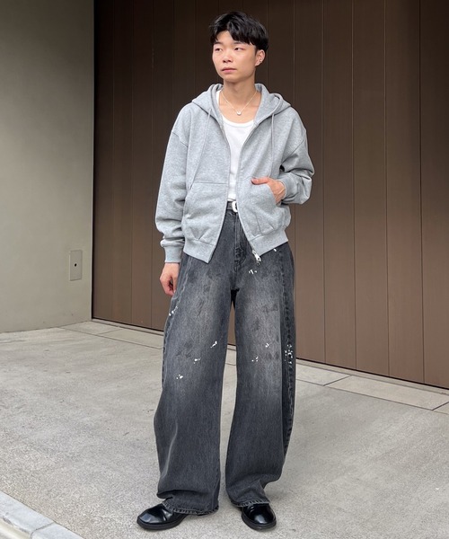 トップス double zip short hoodie その他 ダブルジップショートフーディー」に該当する