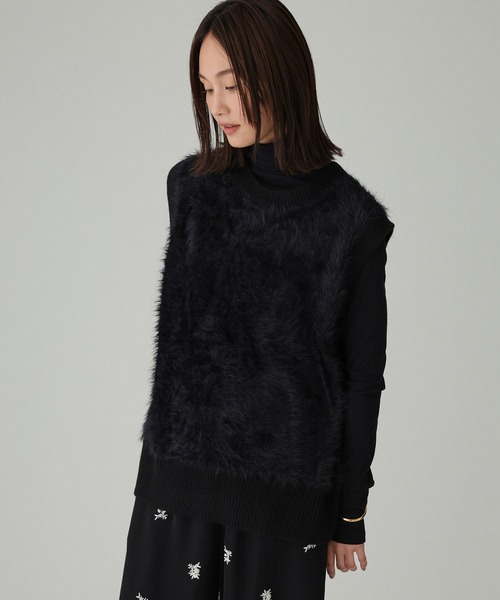 BABYLONE（バビロン）の「ロングシャギーベスト（ベスト・レディース・ブラック/オフホワイト/ボルドー・フリー）」の21枚目の写真