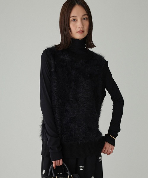 BABYLONE（バビロン）の「ロングシャギーベスト（ベスト・レディース・ブラック/オフホワイト/ボルドー・フリー）」の20枚目の写真