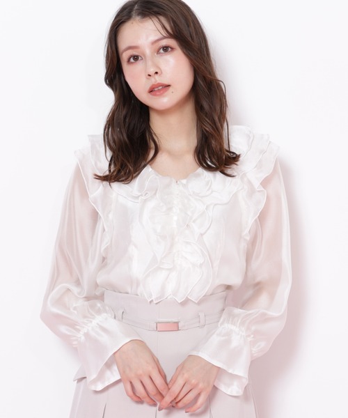 JILL by JILL STUART（ジルバイジルスチュアート）の「◇シアーフリルブラウス（シャツ/ブラウス・レディース・グリーン/ホワイト/ベージュ・FREE）」の16枚目の写真