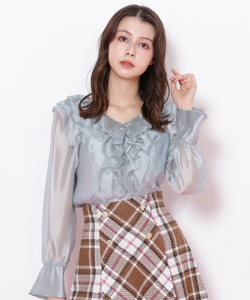 JILL by JILL STUART（ジルバイジルスチュアート）の「◇シアーフリルブラウス（シャツ/ブラウス・レディース・グリーン/ホワイト/ベージュ・FREE）」の6枚目の写真