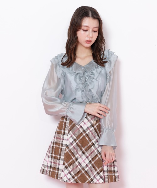 JILL by JILL STUART（ジルバイジルスチュアート）の「◇シアーフリルブラウス（シャツ/ブラウス・レディース・グリーン/ホワイト/ベージュ・FREE）」の8枚目の写真