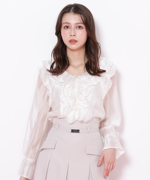 JILL by JILL STUART（ジルバイジルスチュアート）の「◇シアーフリルブラウス（シャツ/ブラウス・レディース・グリーン/ホワイト/ベージュ・FREE）」の17枚目の写真