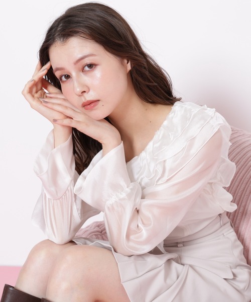 JILL by JILL STUART（ジルバイジルスチュアート）の「◇シアーフリルブラウス（シャツ/ブラウス・レディース・グリーン/ホワイト/ベージュ・FREE）」の15枚目の写真