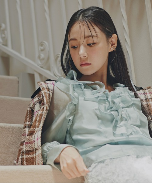 JILL by JILL STUART（ジルバイジルスチュアート）の「◇シアーフリルブラウス（シャツ/ブラウス・レディース・グリーン/ホワイト/ベージュ・FREE）」の4枚目の写真
