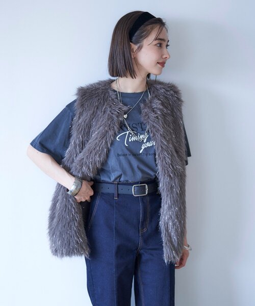 Remind me and forever（リマインドミーアンドフォーエバー）の「【nane】ピグメント加工ロゴTシャツ（Tシャツ/カットソー・レディース・ネイビー/レッド/チャコールグレー・FREE）」の5枚目の写真