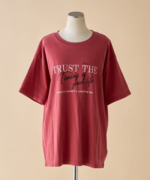 Remind me and forever（リマインドミーアンドフォーエバー）の「【nane】ピグメント加工ロゴTシャツ（Tシャツ/カットソー・レディース・ネイビー/レッド/チャコールグレー・FREE）」の12枚目の写真