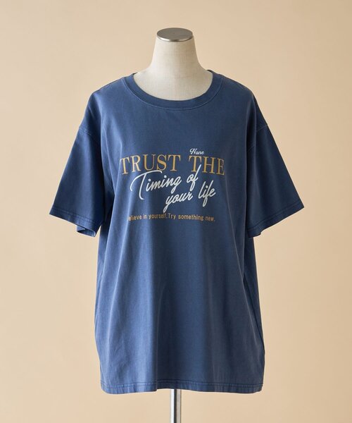 Remind me and forever（リマインドミーアンドフォーエバー）の「【nane】ピグメント加工ロゴTシャツ（Tシャツ/カットソー・レディース・ネイビー/レッド/チャコールグレー・FREE）」の13枚目の写真