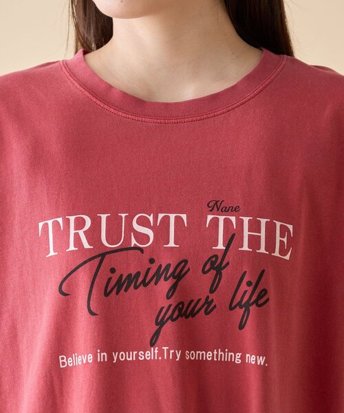 Remind me and forever（リマインドミーアンドフォーエバー）の「【nane】ピグメント加工ロゴTシャツ（Tシャツ/カットソー・レディース・ネイビー/レッド/チャコールグレー・FREE）」の18枚目の写真