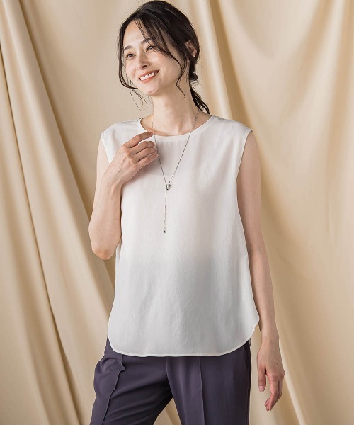 LAUTREAMONT（ロートレアモン）の「ノースリーブレイヤードブラウス≪洗濯機で洗える・吸水速乾・接触冷感≫（シャツ/ブラウス・レディース・ホワイト/ブラック・9号）」の13枚目の写真