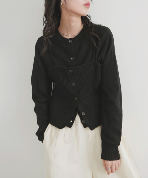 LIAN（リアン）の「ビスチェセットニットカーディガン（ニット/セーター・レディース・ブラック/ブラウン/チャコールグレー/アイボリー・FREE）」の2枚目の写真