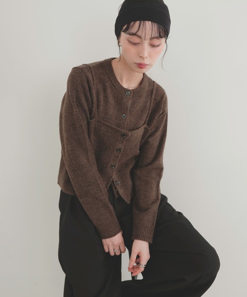 LIAN（リアン）の「ビスチェセットニットカーディガン（ニット/セーター・レディース・ブラック/ブラウン/チャコールグレー/アイボリー・FREE）」の12枚目の写真