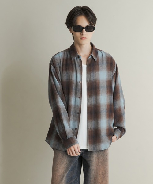 オンブレーチェックレギュラーカラーシャツ（シャツ/ブラウス