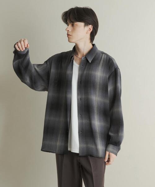SENSE OF PLACE by URBAN RESEARCH(センスオブプレイスバイアーバンリサーチ)の「オンブレーチェックレギュラーカラーシャツ(シャツ/ブラウス・メンズ・ブラック/グレー/ブルー・MEDIUM/LARGE)」の15枚目の写真