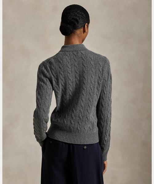 ケーブルニット ウールカシミヤ ポロ セーター（ニット/セーター
