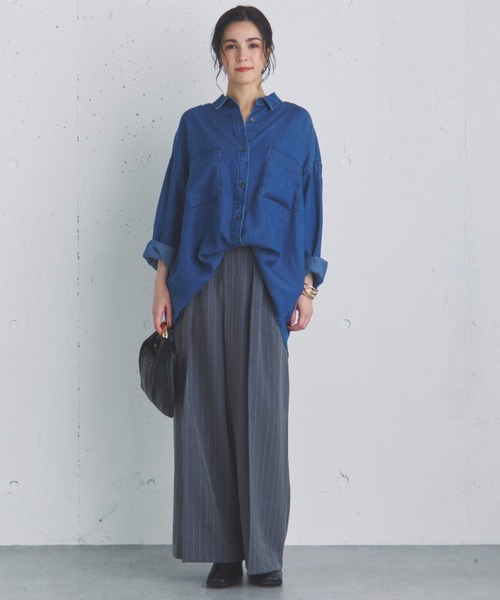 Doux archives(ドゥアルシーヴ)の「ストライプ2タックパンツ(その他パンツ・レディース・グレー/ベージュ/チャコールグレー・36/38)」の4枚目の写真