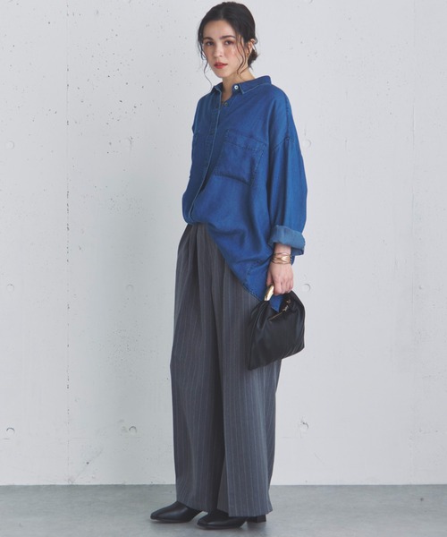 Doux archives(ドゥアルシーヴ)の「ストライプ2タックパンツ(その他パンツ・レディース・グレー/ベージュ/チャコールグレー・36/38)」の7枚目の写真