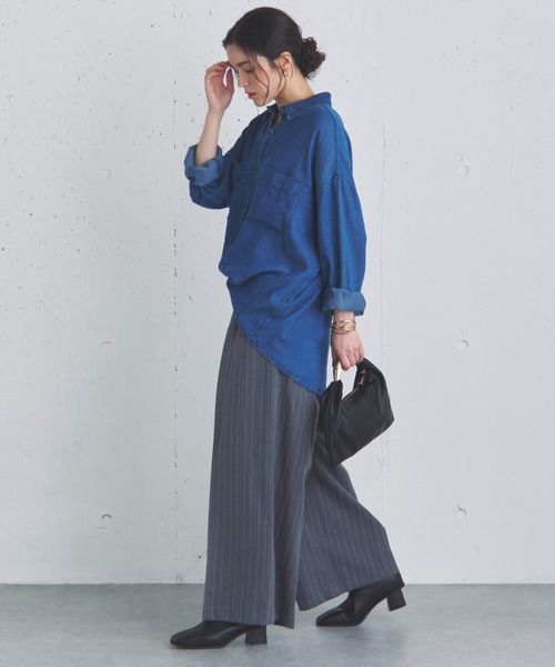 Doux archives(ドゥアルシーヴ)の「ストライプ2タックパンツ(その他パンツ・レディース・グレー/ベージュ/チャコールグレー・36/38)」の8枚目の写真