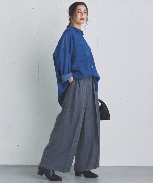 Doux archives(ドゥアルシーヴ)の「ストライプ2タックパンツ(その他パンツ・レディース・グレー/ベージュ/チャコールグレー・36/38)」の12枚目の写真