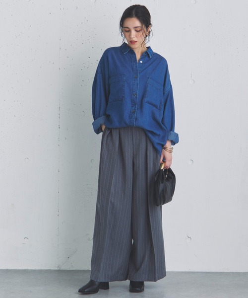 Doux archives(ドゥアルシーヴ)の「ストライプ2タックパンツ(その他パンツ・レディース・グレー/ベージュ/チャコールグレー・36/38)」の13枚目の写真