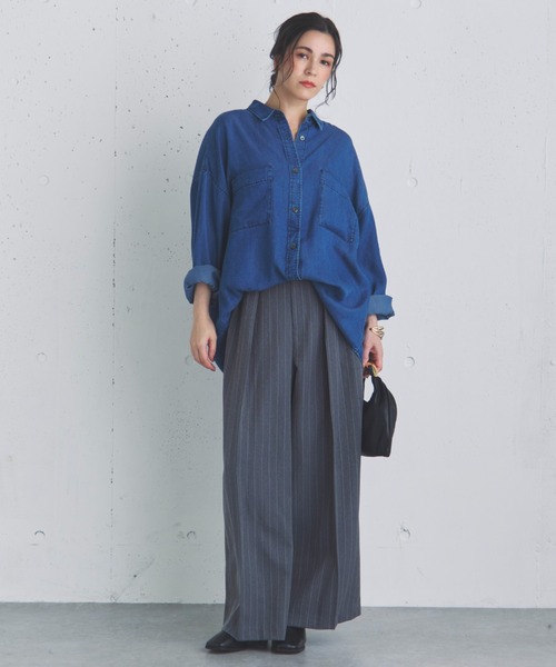 Doux archives(ドゥアルシーヴ)の「ストライプ2タックパンツ(その他パンツ・レディース・グレー/ベージュ/チャコールグレー・36/38)」の14枚目の写真