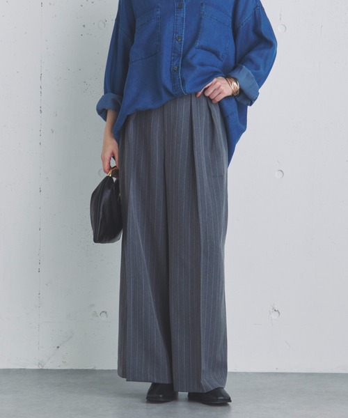 Doux archives(ドゥアルシーヴ)の「ストライプ2タックパンツ(その他パンツ・レディース・グレー/ベージュ/チャコールグレー・36/38)」の15枚目の写真