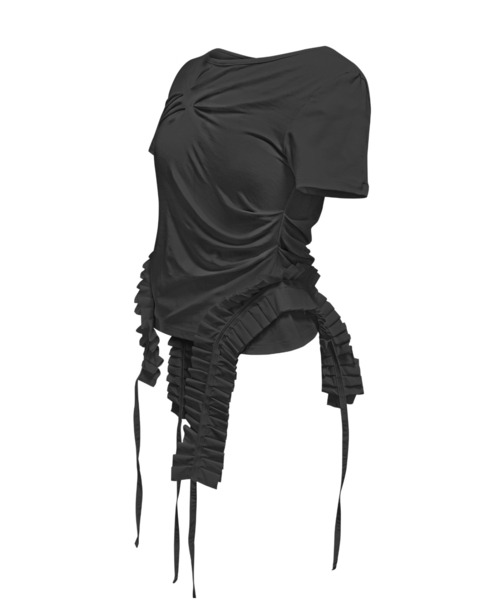 L.H.P（エルエイチピー）の「JUNGDO/ジョンド/PLEATS RAIVE TOP（Tシャツ/カットソー・レディース・ホワイト/ブラック・F）」の2枚目の写真