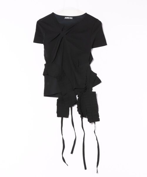 L.H.P（エルエイチピー）の「JUNGDO/ジョンド/PLEATS RAIVE TOP（Tシャツ/カットソー・レディース・ホワイト/ブラック・F）」の12枚目の写真