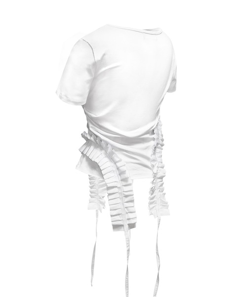 L.H.P（エルエイチピー）の「JUNGDO/ジョンド/PLEATS RAIVE TOP（Tシャツ/カットソー・レディース・ホワイト/ブラック・F）」の5枚目の写真