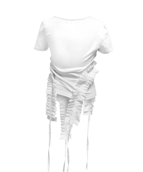 L.H.P（エルエイチピー）の「JUNGDO/ジョンド/PLEATS RAIVE TOP（Tシャツ/カットソー・レディース・ホワイト/ブラック・F）」の6枚目の写真