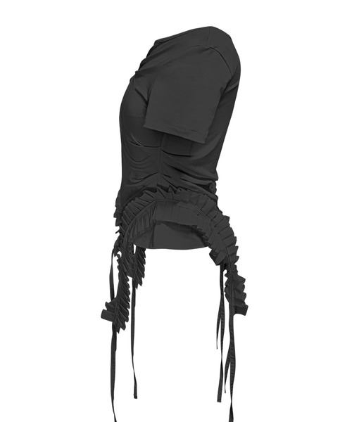 L.H.P（エルエイチピー）の「JUNGDO/ジョンド/PLEATS RAIVE TOP（Tシャツ/カットソー・レディース・ホワイト/ブラック・F）」の8枚目の写真