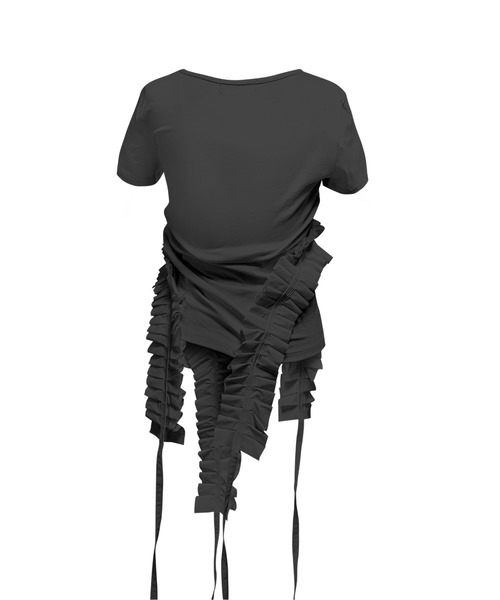 L.H.P（エルエイチピー）の「JUNGDO/ジョンド/PLEATS RAIVE TOP（Tシャツ/カットソー・レディース・ホワイト/ブラック・F）」の9枚目の写真