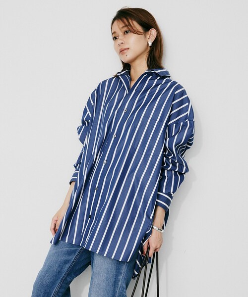 最終価格 ★美品・紙タグ付き★ nagonstans ビッグシャツ ネイビー 紺 TICCA】スクエアビッグシャツ（シャツ/ブラウス）｜UNTITLED（アン