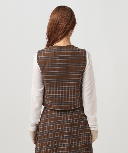 BAYFLOW（ベイフロー）の「[セットアップで着用可能]チェックベスト（ベスト・レディース・ブラウン/カーキ・FREE）」の10枚目の写真